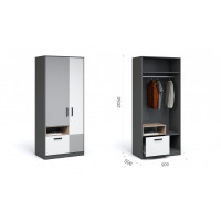                 Система Квадро Шкаф 90 Антрацит/Дуб эндгрейн/Шиншилла/Белый