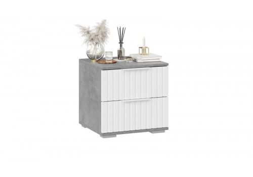 Тумба прикроватная «Хилтон» Ателье светлый, Белый матовый