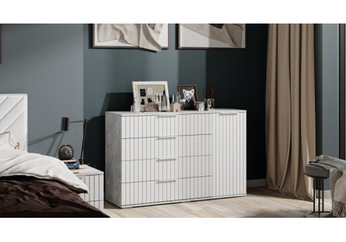 Комод комбинированный «Хилтон» Ателье светлый, Белый матовый
