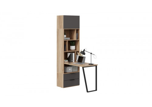 Шкаф комбинированный (366) со столом «Порто» Исп.2 Яблоня Беллуно, Графит софт
