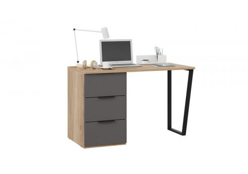 Стол письменный с тумбой универсальной «Порто» Яблоня Беллуно, Графит софт
