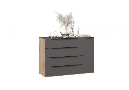 Комод комбинированный «Порто» Яблоня Беллуно, Графит софт