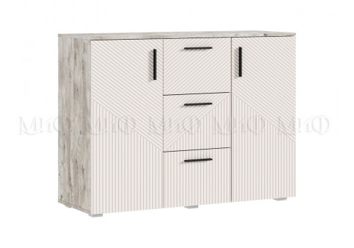 Комод Сильвия 3 ящика 2 двери (дуб юкон/кашемир)