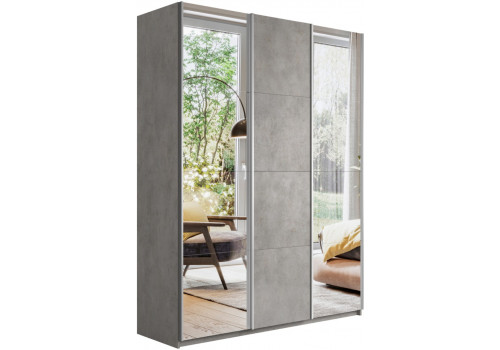 Шкаф-купе Прайм 3-х дверный (Зеркало/ЛДСП/Зеркало) Бетон